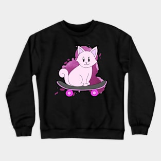 Pink Skater Cat Crewneck Sweatshirt